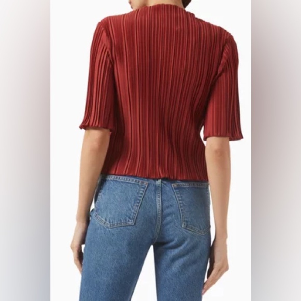 Reformation Red Pleated Blouse - Picture 3 of 4